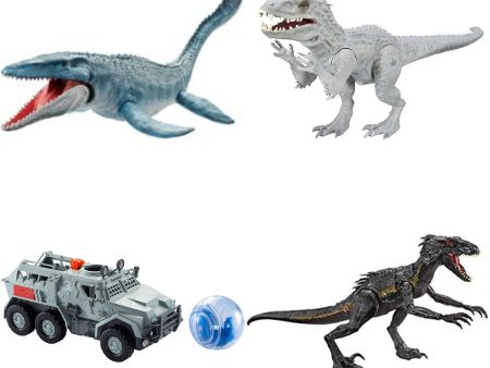 24  Inch Long HUGE 4-Pack Indominus Rex (LIGHT UP) LED Indo Raptor   Mosasaurus   Gyrosphere Figures Fashion